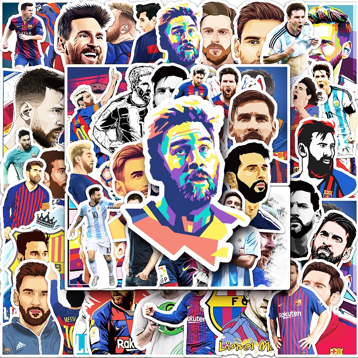 50 ชิ้นตลกฟุตบอล Messi สติ๊กเกอร์กันน้ํา DIY สําหรับโทรศัพท์แล็ปท็อปรถสติกเกอร์ Creative Home Decal