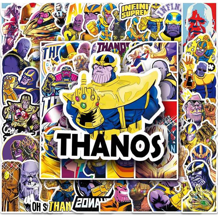 50 ชิ้นตลก Marvel Thanos สติกเกอร์กันน้ํา DIY สําหรับโทรศัพท์แล็ปท็อปรถสติกเกอร์ Creative Home Decal
