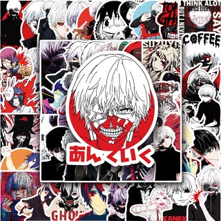 สติกเกอร์รูปลอก กันน้ํา ลาย Tokyo Ghoul DIY แบบสร้างสรรค์ สําหรับติดตกแต่งรถยนต์ จํานวน 50 ชิ้น