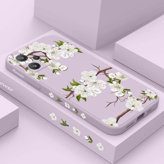 เคสโทรศัพท์มือถือ ซิลิโคน ลายดอกพลัม มีลายด้านข้าง สีพื้น สําหรับ OPPO Realme 9i 9 Pro Plus 4G 5G