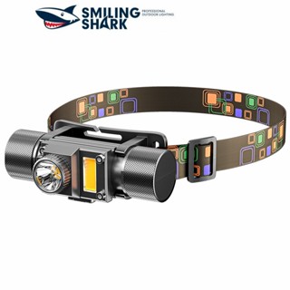 Smiling Shark K510 ไฟหน้า LED XPG COB USB ชาร์จ น้ำซึมผ่าน หน้าไฟคาดหัว ตกปลา ปีนกลางแจ้ง การผจญภัย ไฟหน้าทำงาน แสงอเนกประสงค์