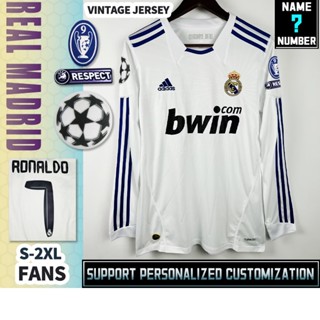 เสื้อกีฬาแขนยาว ลายทีมฟุตบอล Real Madrid 10-11 [Vintage] ไซซ์ S-2XL