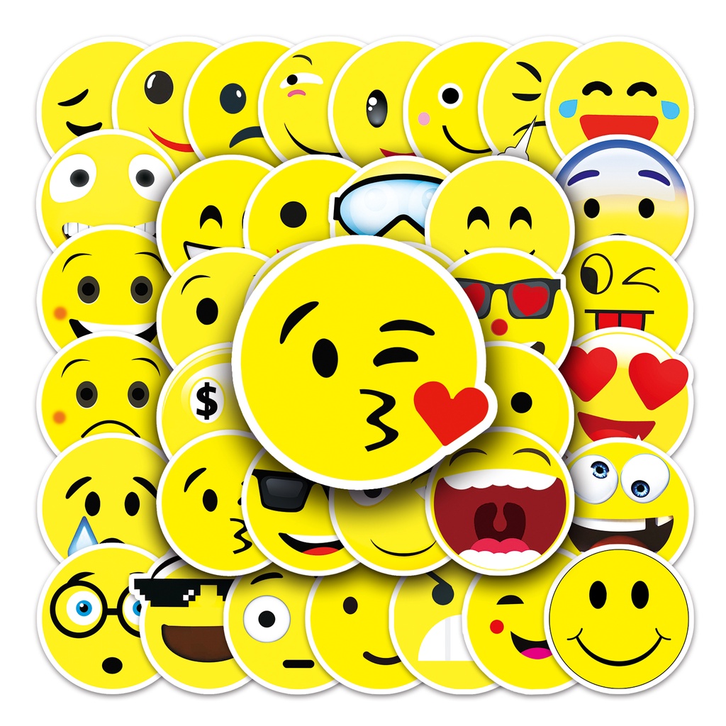 50 ชิ้นตลกยิ้มอิโมจิสติกเกอร์กันน้ํา DIY สําหรับโทรศัพท์แล็ปท็อปรถสติกเกอร์ Creative Home Decal