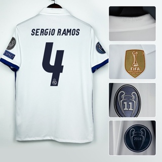 เสื้อกีฬาแขนสั้น ลายทีมฟุตบอล Real Madrid Ronaldo Championship Marcello 16-17 ชุดเหย้า