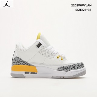 Original N i ke Air Jordan 3 Retro AJ3 รองเท้าผ้าใบบาสเก็ตบอล สําหรับเด็ก