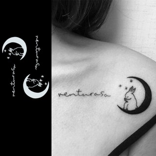 Sa Tattoo Moon Rabbit สติกเกอร์รอยสัก ลายสมุนไพร น้ําผลไม้ กันน้ํา ติดทนนาน สําหรับผู้หญิง