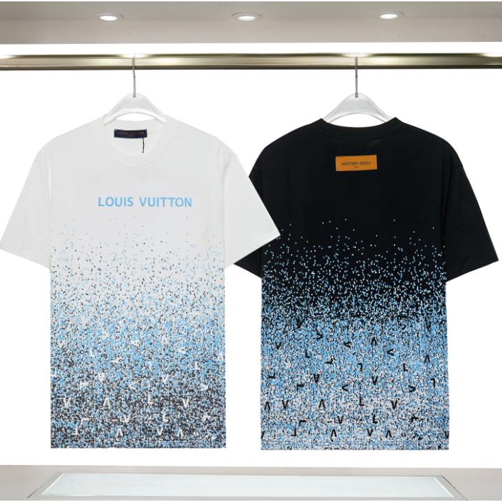 ใหม่สไตล์สาดหมึกผ้าฝ้ายบริสุทธิ์สีคมชัดเสื้อยืดผู้ชายผู้หญิงสไตล์เดียวกันสบายๆแขนสั้นเสื้อยืด