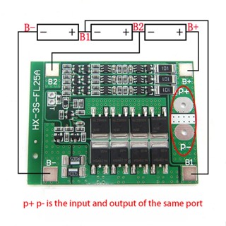 บอร์ดแบตเตอรี่ลิเธียมไอออน 3s 25A BMS PCM BMS PCM 18650 พร้อมแบตเตอรี่ลิเธียมไอออนบาลานซ์