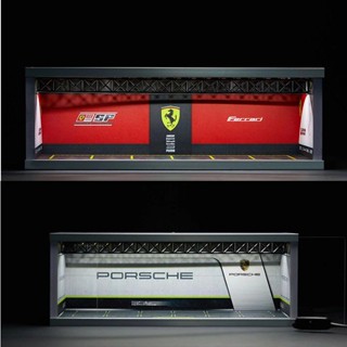 โมเดลรถยนต์จําลอง Neo 1: 64 6 Parking Space Parking Lot Ferrari Porsche Theme สามารถสว่างขึ้นได้ ของเล่นสําหรับเด็ก