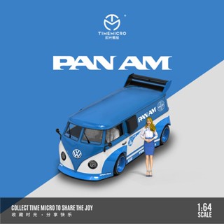 โมเดลรถยนต์จําลอง ภาพวาดสีน้ํามันอ่าว Volkswagen T1 Van PAN AM ขนาด 1:64 ของเล่นสําหรับเด็ก