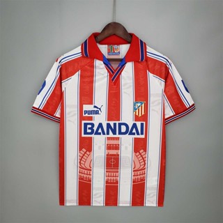 เสื้อกีฬาแขนสั้น ลายทีมชาติฟุตบอล Atlético Madrid SIMEONE PANTIC 96-97 ชุดเหย้า คุณภาพสูง สไตล์เรโทร