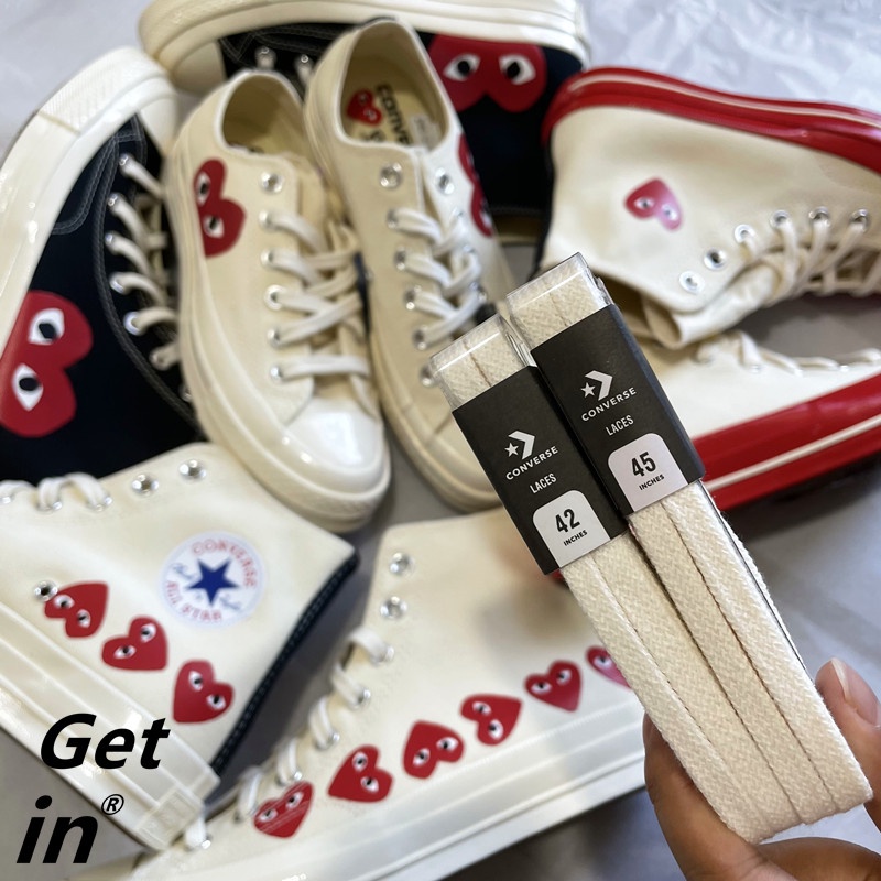 [Saclan] Cdg PLAY x Converse Original Shoelace Adapt to Rei Kawakubo Co-Branded Love 1970 รองเท้าผ้าใบ