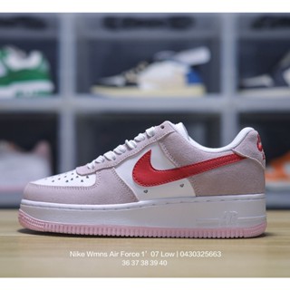 Original N_ike Wmns Air Force 107 Low "White/Cherry Blosso Pink" Air Force One Classic Low Joker รองเท้ากีฬาลําลอง