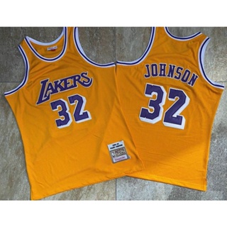 เสื้อกีฬาบาสเก็ตบอล ปักลาย NBA Los Angeles Lakers No.32 Earvin Johnson สไตล์เรโทร