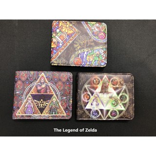 กระเป๋าสตางค์ หนัง PU ใบสั้น พิมพ์ลายโลโก้ The Legend of Zelda ทรงสามเหลี่ยม สไตล์เรโทร สําหรับนักเรียน