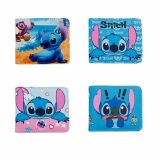 กระเป๋าสตางค์ กระเป๋าใส่เหรียญ หนัง PU ลายการ์ตูน Stitch น่ารัก สําหรับผู้ชาย และผู้หญิง