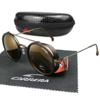 Carrera แว่นตากันแดด กรอบโลหะ ทรงกลม เนื้อแมตต์ สไตล์เรโทร สําหรับผู้ชาย