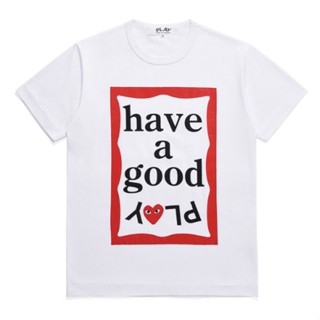 ใหม่ play comme des garcons CDG เสื้อยืดลําลอง แขนสั้น คอกลม เรืองแสง สไตล์ สําหรับผู้ชาย ผู้หญิง