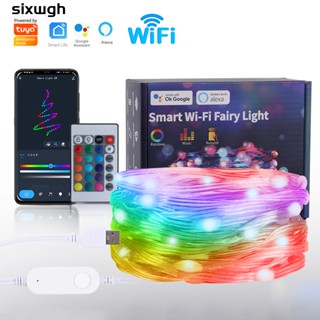 Tuya Wifi Fairy Light แถบโคมไฟอัจฉริยะ wifi ไฟ LED เชือกอัจฉริยะ USB Splash Proof 5 เมตร Proof Led Fairy String Lights ไฟ Hari Raya ตกแต่ง Curtain Fairy Lights / String Window Lights ไฟ LED ดาว Fairy Lights