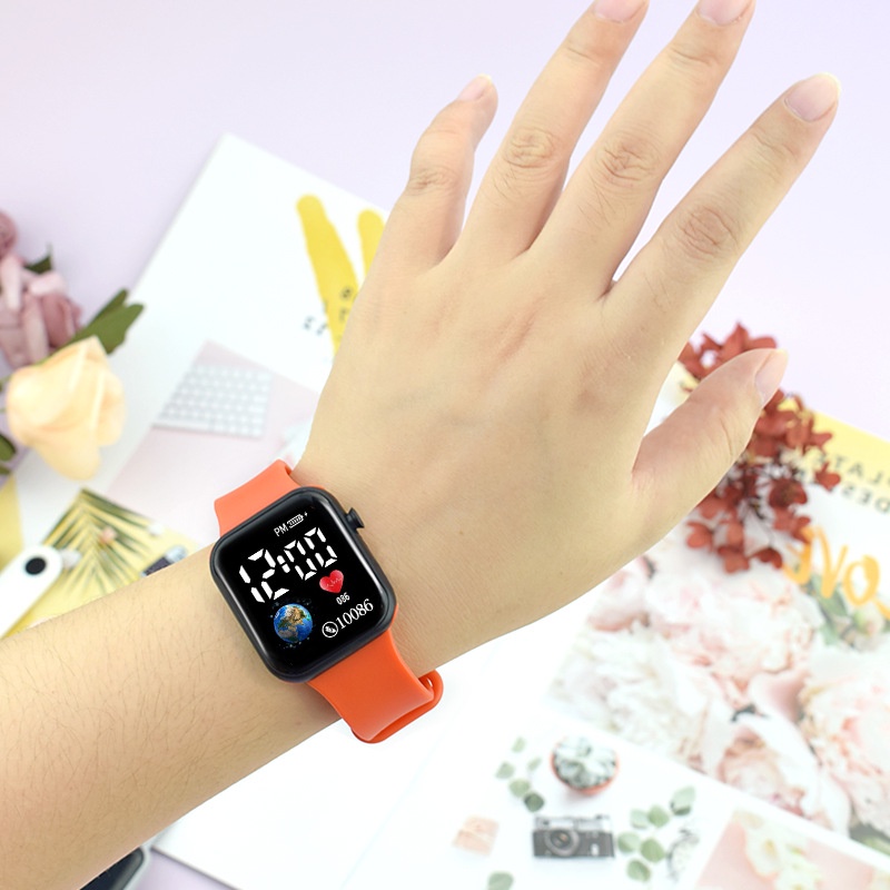 นาฬิกาข้อมือดิจิทัล LED สายซิลิโคน กันน้ํา สไตล์สปอร์ต สําหรับผู้ชาย และผู้หญิง