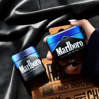 เคสหูฟัง ทรงสี่เหลี่ยม ลาย Marlboro สีดํา สําหรับ AirPods 3 (3rd) 2021 AirPods3 3rd S