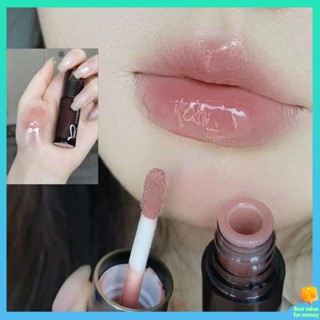 ลิปกลอส ลิปจิ๋ว ลิปสติกสีชานมผงแอปริคอทบริสุทธิ์ใส ~ Black Rabbit Mirror Lip Glaze Lip Gloss 003 Powder Milk Stone 008ผงหมึกเม็ด