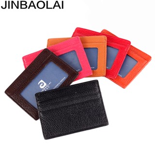 Jinbaolai กระเป๋าใส่บัตรเครดิต บัตรเครดิต หนังวัวแท้ แบบบางพิเศษ ขนาดเล็ก สําหรับผู้ชาย และผู้หญิง