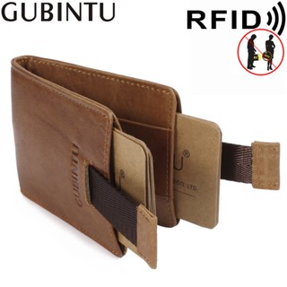 Gubintu กระเป๋าสตางค์ หนังวัวแท้ อเนกประสงค์ ป้องกันแม่เหล็ก RFID สําหรับผู้ชาย