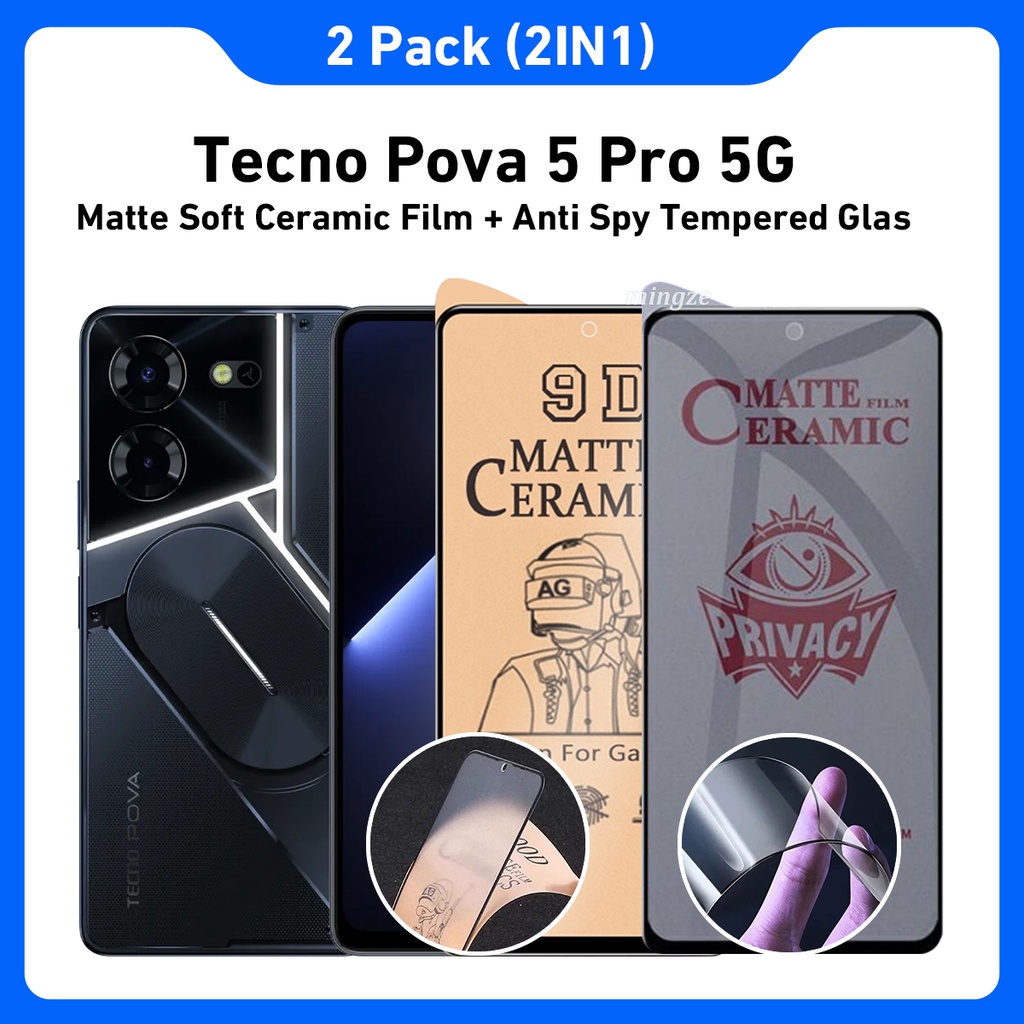 Tecno Pova 5 Pro ฟิล์มกระจกนิรภัยกันรอยหน้าจอ เนื้อแมตต์ เพื่อความเป็นส่วนตัว สําหรับ Tecno Pova 5 Pro 5G