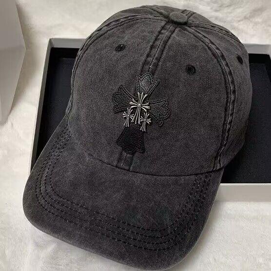 Chrome HEARTS หมวกเบสบอล ผ้ายีน แบบนิ่ม ขนาดใหญ่ สไตล์เรโทร