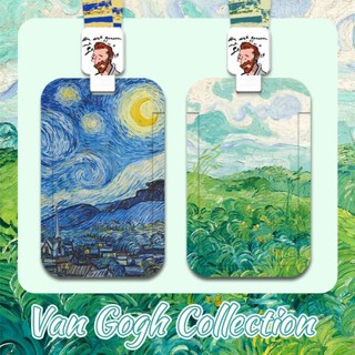 cardholder holder card ผู้ถือบัตรเฉพาะกลุ่มลายนูนของศิลปิน Van Gogh เชือกคล้องคอแบบยืดไสลด์เชือกยาวเคสป้องกันนักเรียนในมหาวิทยาลัยบัตรอาหารบัตรรถบัสและรถไฟใต้ดินบัตรออล-อิน-วันบัตรประชาชนหวู่ฮั่นพาสผู้ถือบัตรป้องกันการสูญหายของบัตรลม INS