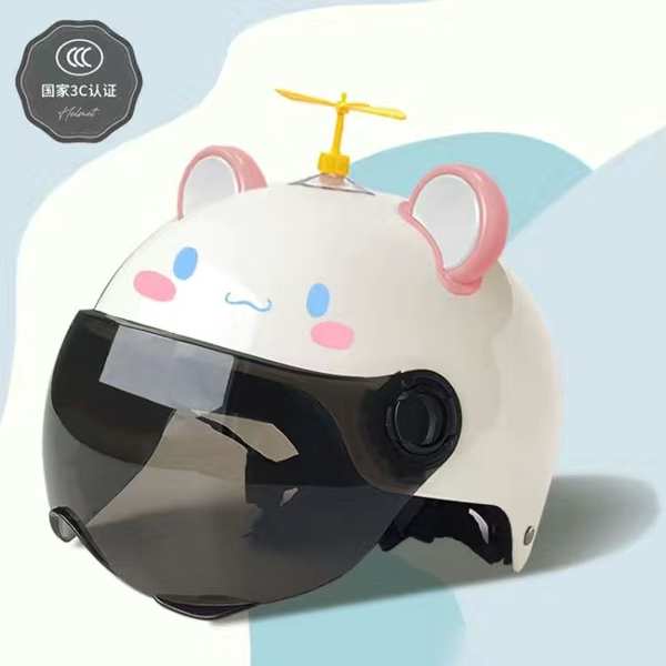 หมวกกันน๊อคครึ่งใบ หมวกกันน็อคเด็ก การรับรองมาตรฐานแห่งชาติ3C Yugui สุนัขหมวกกันน็อคผู้หญิงผู้ใหญ่เด็กใหญ่ Sanrio ฤดูร้อนรถยนต์ไฟฟ้านักเรียนน่ารัก