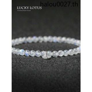 Luckylotus สร้อยข้อมือ หินมูนสโตนธรรมชาติ สีฟ้า หลากสี แบบเรียบง่าย สําหรับผู้หญิง