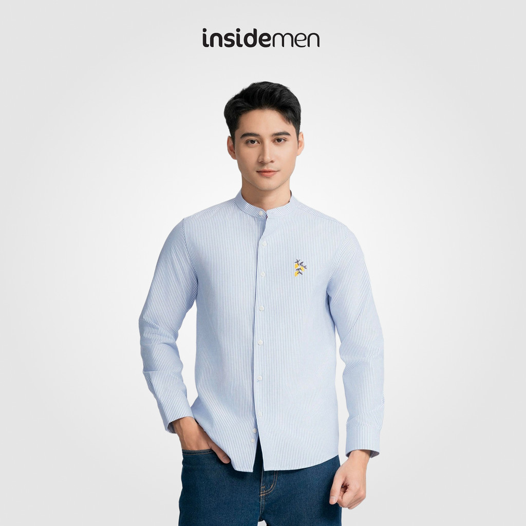 INSIDEMEN เสื้อเชิ้ตแขนยาวคอเต่าผู้ชาย Cotton comfort fit ILS0990Z