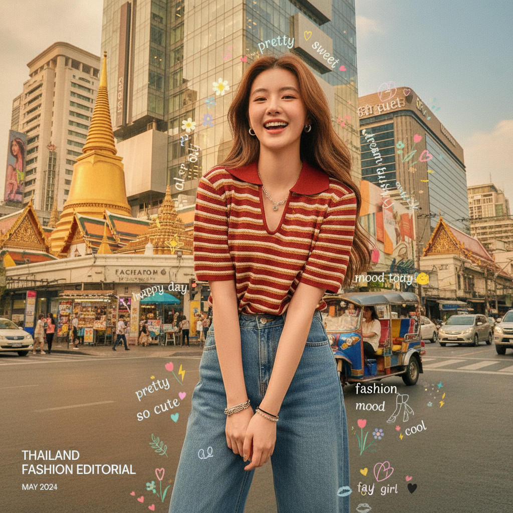 ꕥCatalog Fashionꕥ เสื้อไหมพรมถักลายริ้วสไตล์เกาหลี คอปก แขนสั้น 3 โทนสี ใส่ได้ทุกเพศ