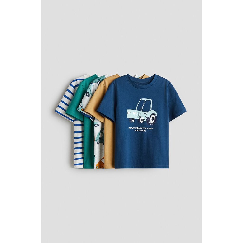 H&M(เอชแอนด์เอ็ม) ชุดเสื้อยืดคอตตอน 5 ตัว Boys 5-pack cotton T-shirts 1299986_1