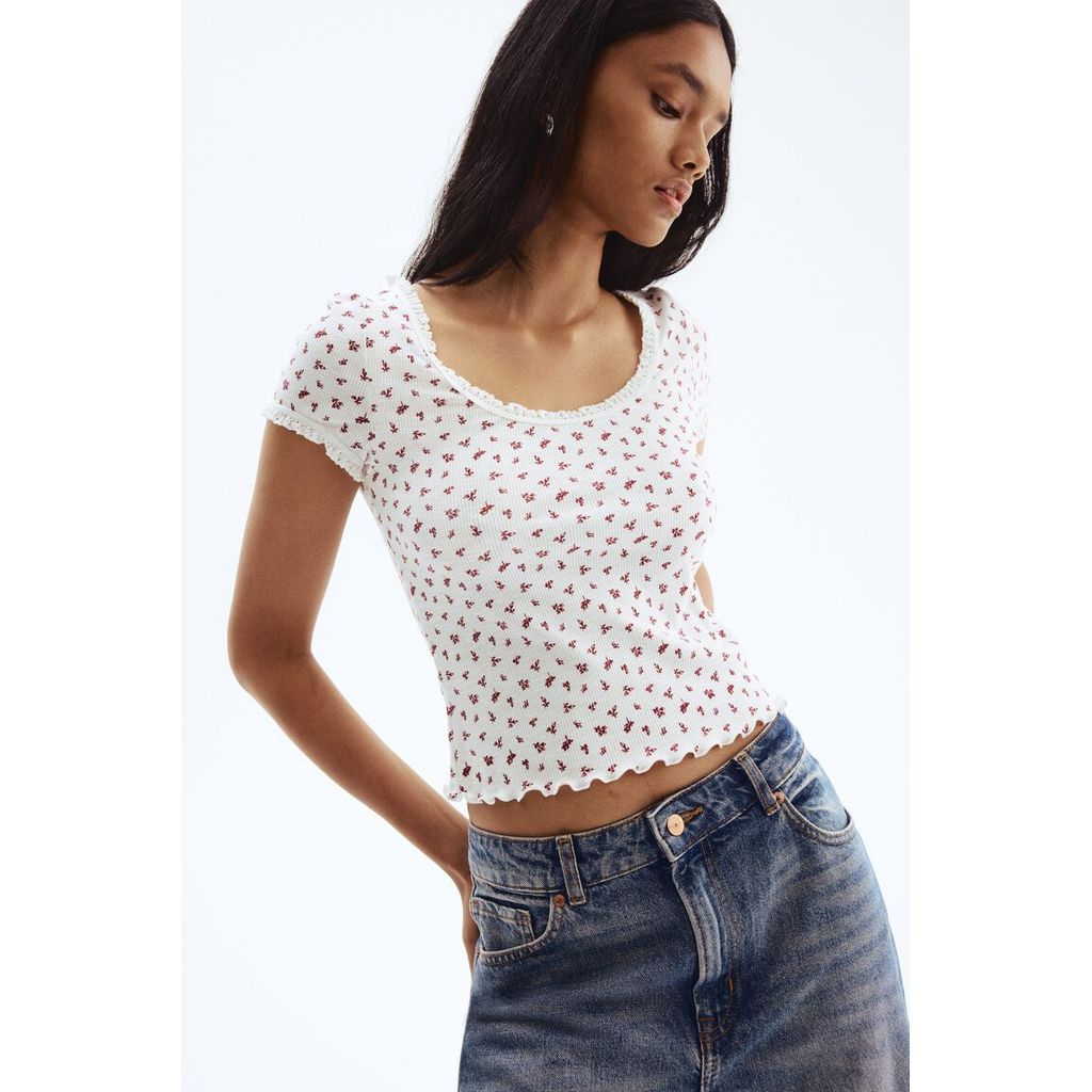 H&M(เอชแอนด์เอ็ม) เสื้อด้านบนตกแต่งด้วยลูกไม้ ผู้หญิง 1296486_3