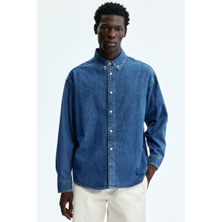 H&M(เอชแอนด์เอ็ม) เสื้อเชิ้ตยีนส์ทรงโอเวอร์ไซส์ ผู้ชาย 13222…