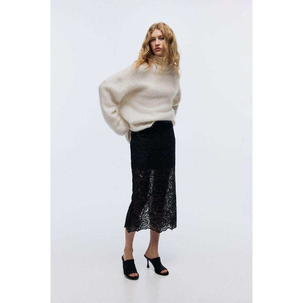 H&M(เอชแอนด์เอ็ม) กระโปรงดินสอลูกไม้ Women Lace pencil skirt 1290801_2
