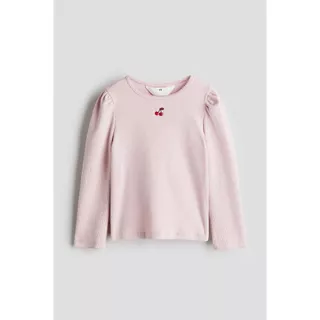 H&M(เอชแอนด์เอ็ม) เสื้อเจอร์ซีย์ตกแต่งขอบพิโกต์ เด็กผู้หญิง 1314453_2