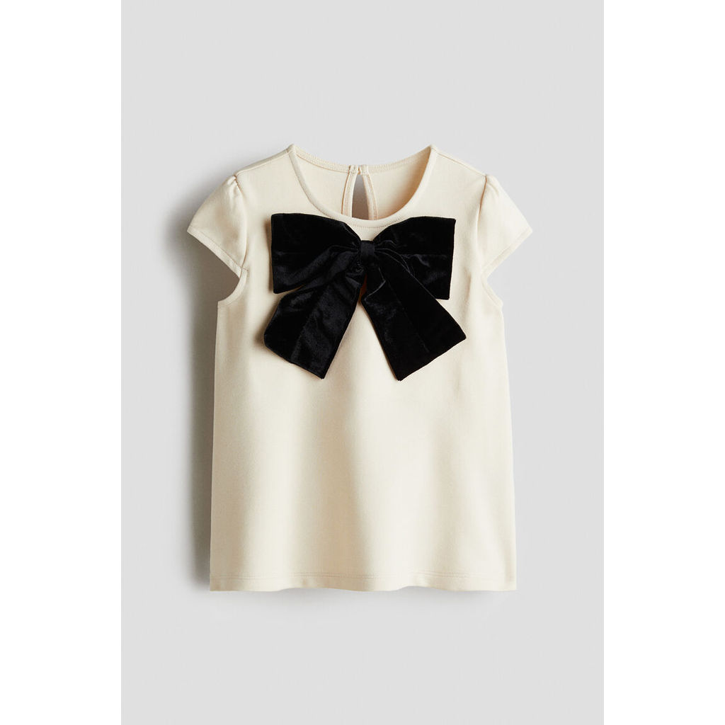 H&M(เอชแอนด์เอ็ม) เดรสผ้าจอร์เจ็ตต์ดีไซน์โบว์ Infants Bow-detail jersey dress 1315827_1