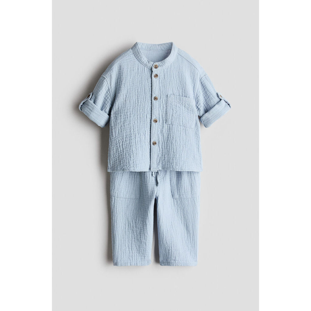H&M(เอชแอนด์เอ็ม) ชุดผ้าฝ้ายมัสลิน 2 ชิ้น Infants 2-piece cotton muslin set 1270142_3