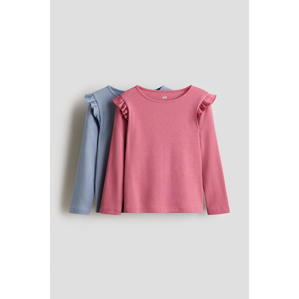 H&M(เอชแอนด์เอ็ม) เสื้อผ้าคอตตอนถักลายแพ็ค 2 ชิ้น Girls 2-pack ribbed cotton tops 1250055_6