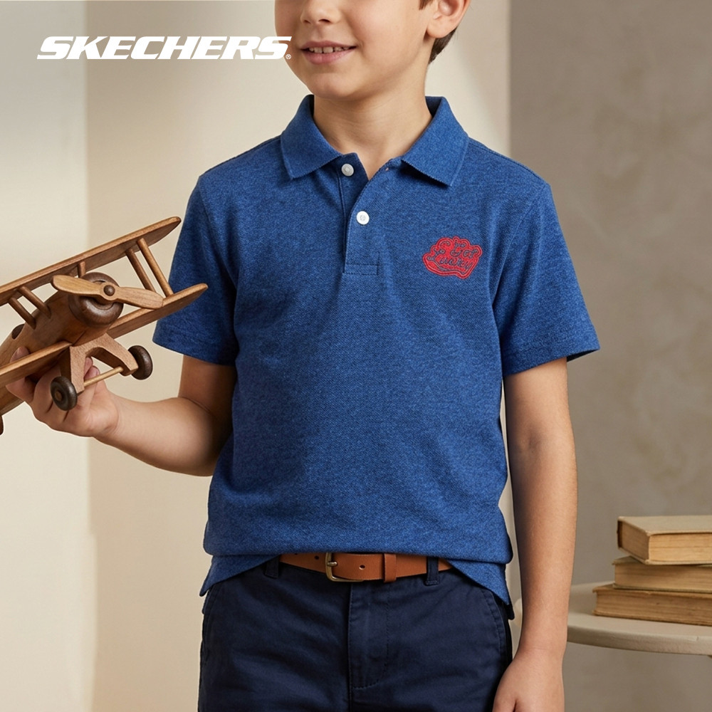 Skechers สเก็ตเชอร์ส เสื้อโปโลแขนสั้นเด็กผู้ชาย Boys CNY Short Sleeve Polo Tee - SL125B243-00N3 (FF)