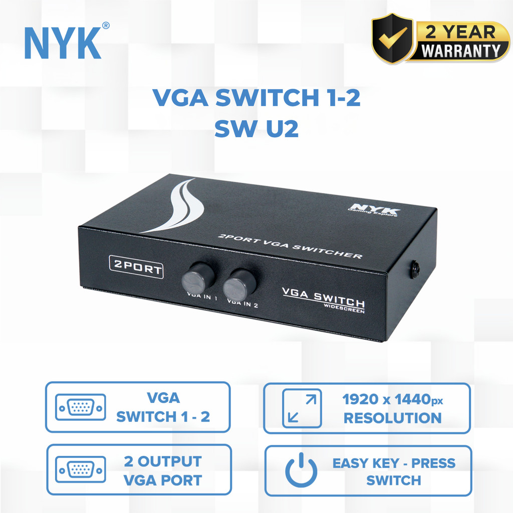 NYK VGA HUB 2.0 สวิทช์ 1-2 พอร์ต HUB พร้อมการรับประกัน Docking Station Data transfer โทรศัพท์มือถือ 