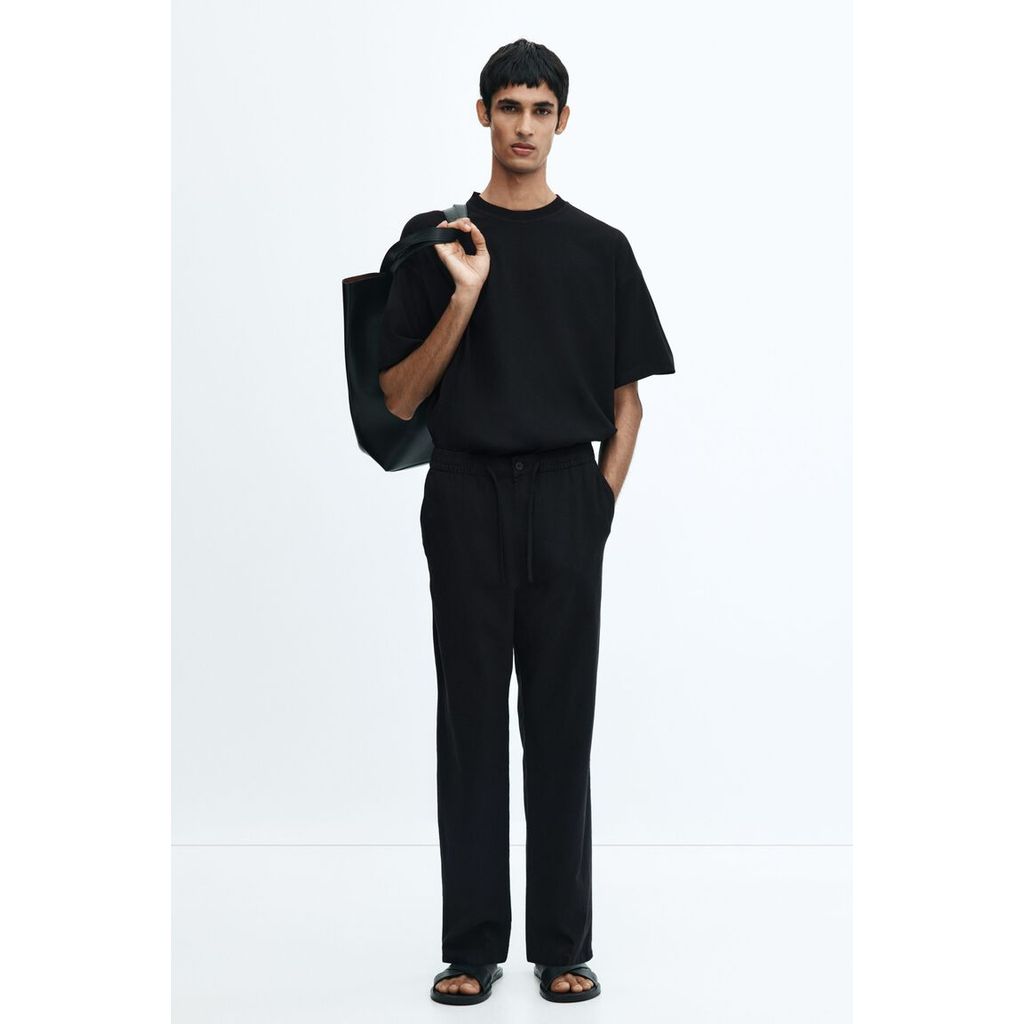 H&M(เอชแอนด์เอ็ม) กางเกงผ้าลินินผสมทรงมาตรฐาน Men Regular Fit Linen-blend trousers 1292808_2