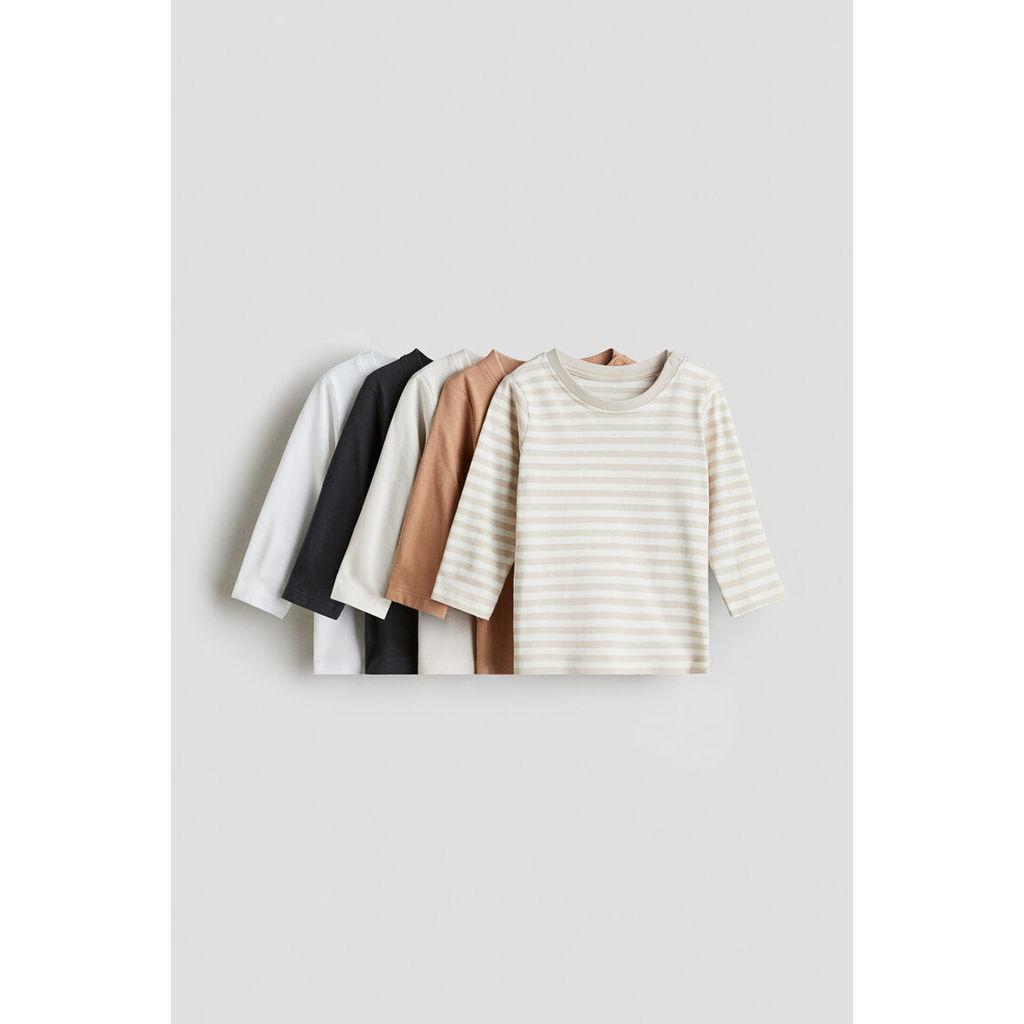 H&M(เอชแอนด์เอ็ม) ชุดเสื้อยืดคอตตอน 5 ชิ้น Infants 5-pack cotton T-shirts 1296006_1