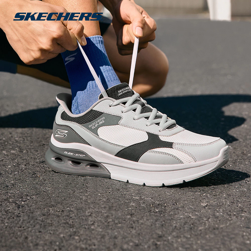 Skechers สเก็ตเชอร์ส รองเท้าผู้ชาย Men Slip-Ins BOBS Arc Waves 2.0 Class Order Casual Shoes - 118342-WMLT Memory Foam