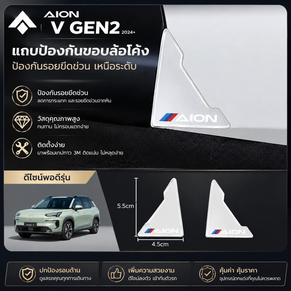 [พร้อม]AION V GEN2 ตัวรถป้องกันการชนกันแถบล้อโค้งกระจกมองหลังมุมประตูสติกเกอร์ป้องกันรถ Y PLUS Body 
