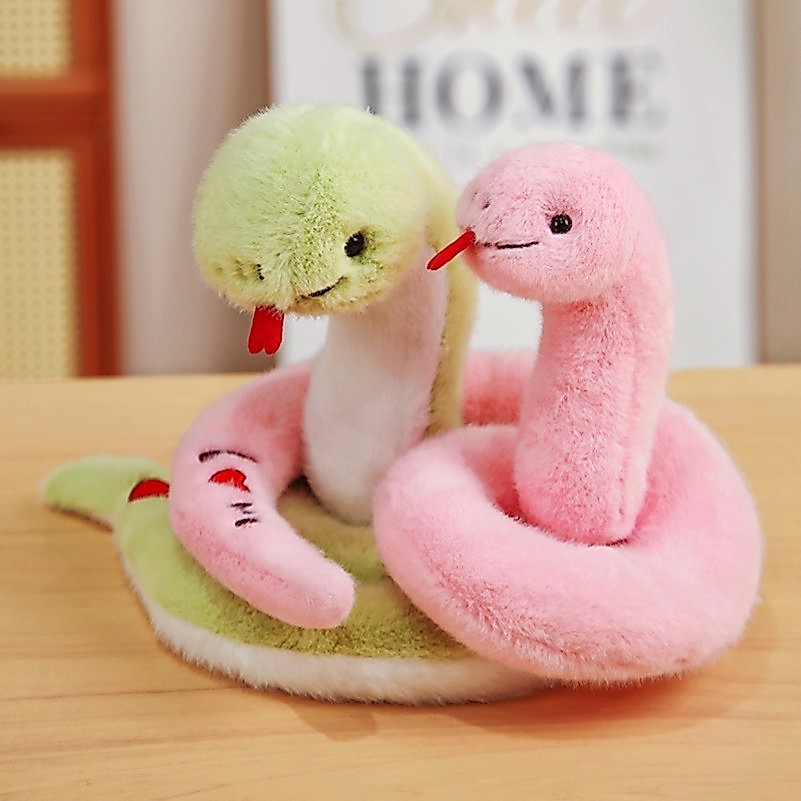 ของเล่นตุ๊กตางูนุ่มพิเศษปีมาสคอตงู 2025 ตุ๊กตาสัตว์คู่ ตุ๊กตา Love Heart Python ของขวัญน่ารัก สหายห้